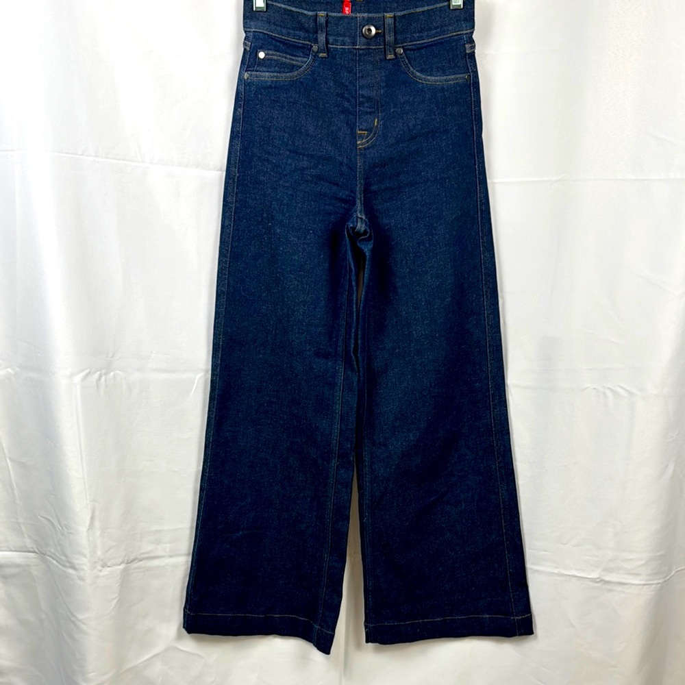 SPANX Dark Raw Indigo wide leg Jeans